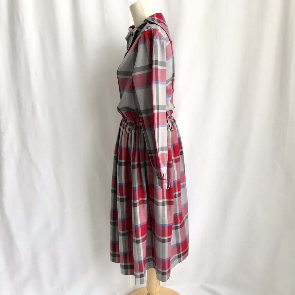 Vintage Katie’s Gray Red Plaid Long Sleeve Calf Length Dress Size 10 (S/M) - Picture 5 of 8